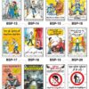 Safe-Era industrial behavior safety posters collage, displaying codes BSP 13-24. This collection covers essential workplace topics including alcohol awareness, energy saving, following safety rules, and proper waste disposal.