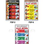 Collection of 3 P.A.S.S. Method fire safety poster designs, including FSP-5, FSP-6, and GPSP-45 by Safe-Era.