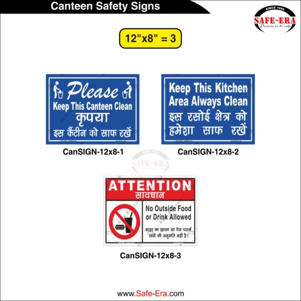 Canteen Safety Signs Grid Chart 12x8 Inch Size - Safe-Era