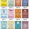 Safe-Era Safety Slogan poster collection (SSP-13 to 24) featuring a collage of 12 bilingual (Hindi & English) posters. Topics include: the cost-effectiveness of eye protection, the long-term impact of accidents on one's career, leadership through safe procedures, minimizing risk, self-defense through PPE, and safety as a continuous mission and state of mind.