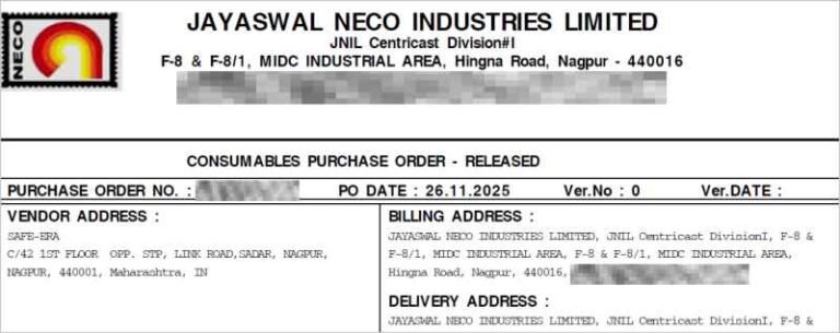 Safe-Era industrial client execution and purchase order record