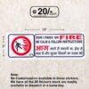 High-quality glossy safety sticker showing fire instruction design.