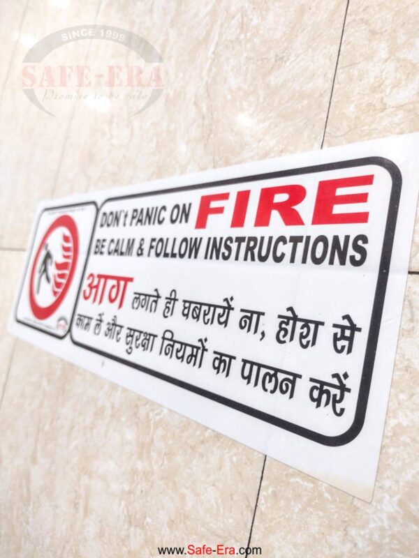 Close-up view of weather-resistant industrial glossy safety sticker.