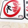 Detailed view of Safe-Era safety sticker design and branding.