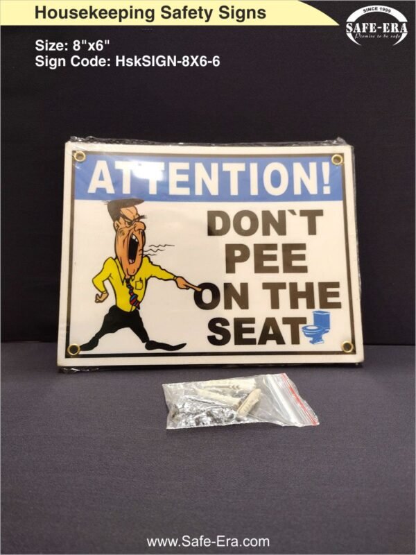 safe-era's "dont pee on the seat" safety signs with 8x6 inches size image